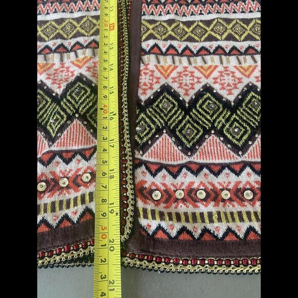 Vintage Rare Monsoon Cardigan Beaded Size Small/ 4 Festive Print‎ Knit Wool UK 8 - Picture 8 of 9
